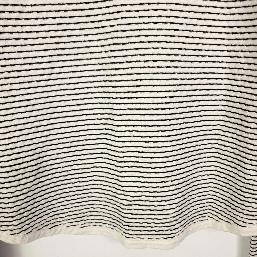 Ann Taylor Shirt Womens L Wide Boat Neck Striped Textured Hip Length Long Sleeve - Picture 3 of 8
